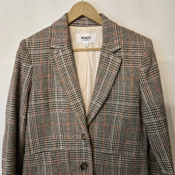BB Dakota Women's Size S Brown tweed look button front Men's look blazer - Picture 4 of 10